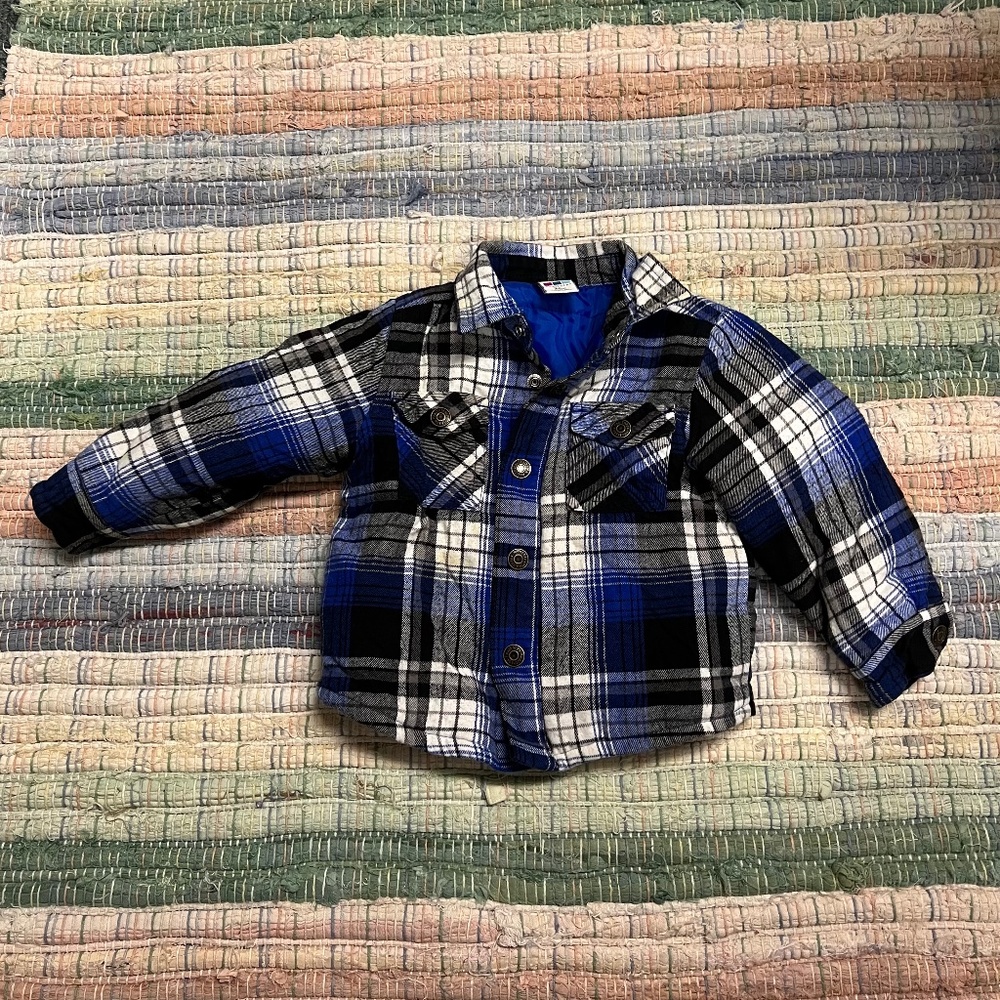 Healthtex 24 months plaid quilted shirt-jacket. Blue & black plaid.